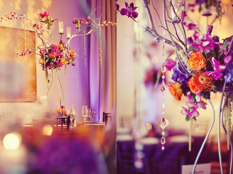 white and purple wedding centerpieces