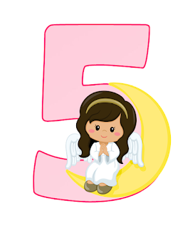 Abecedario Rosa con Angelita, con Números. Pink Alphabet with Angel Girl, with Numbers.