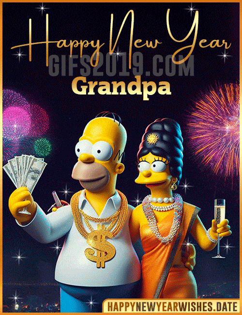 Homer Simpson New Year gif for Grandpa