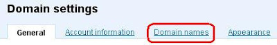 Google Apps Control Panel highlighting Domain Settings
