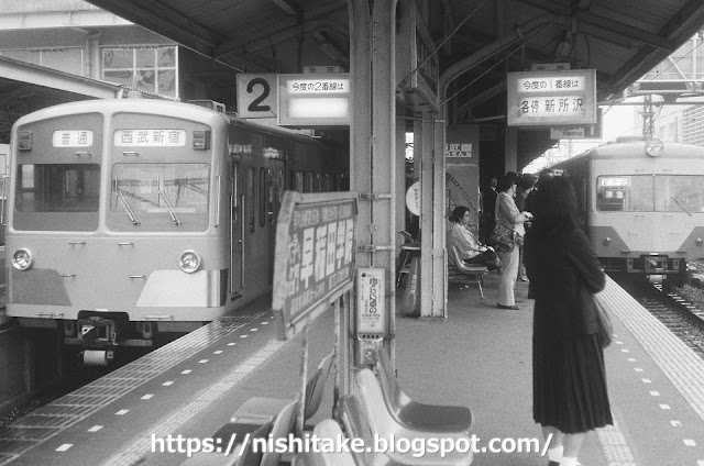 新101系と643列車準急新所沢行。こちらも461Fと思われます。　上石神井　1982.9.26-10.2