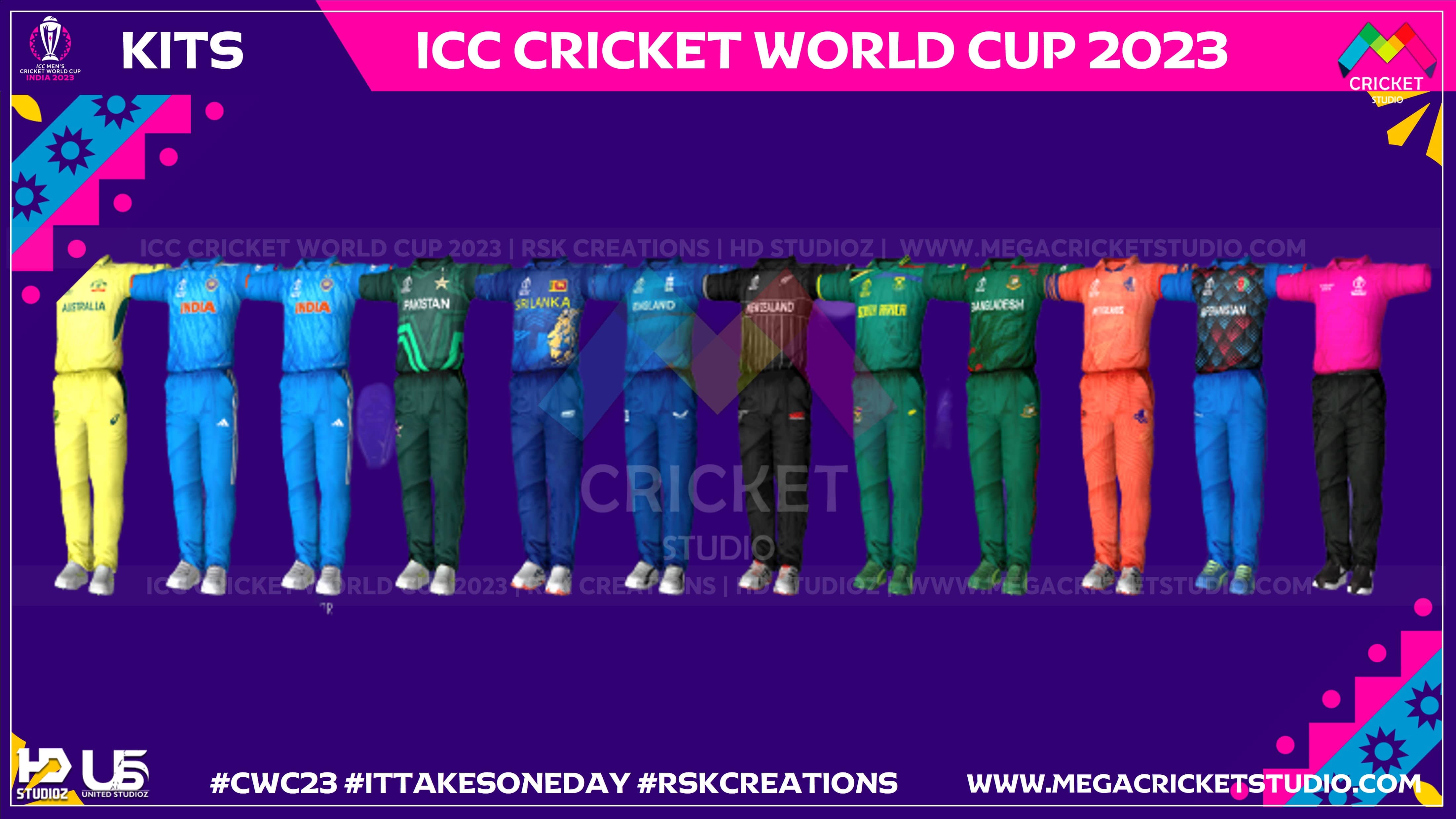 ICC World Cup 2023 HD Kits for EA Cricket 07