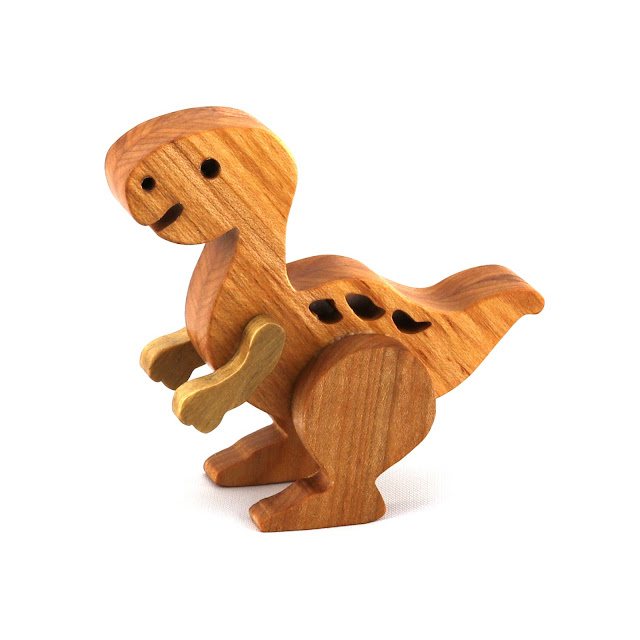 Handmade Wood Toy Baby Dinosaur