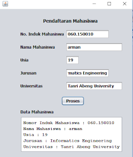 Form Pendaftaran Mahasiswa Menggunakan Java Netbeans 