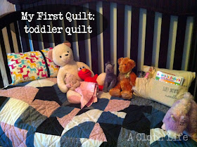 toddler quilt: two toned squares w yellow flannel backing