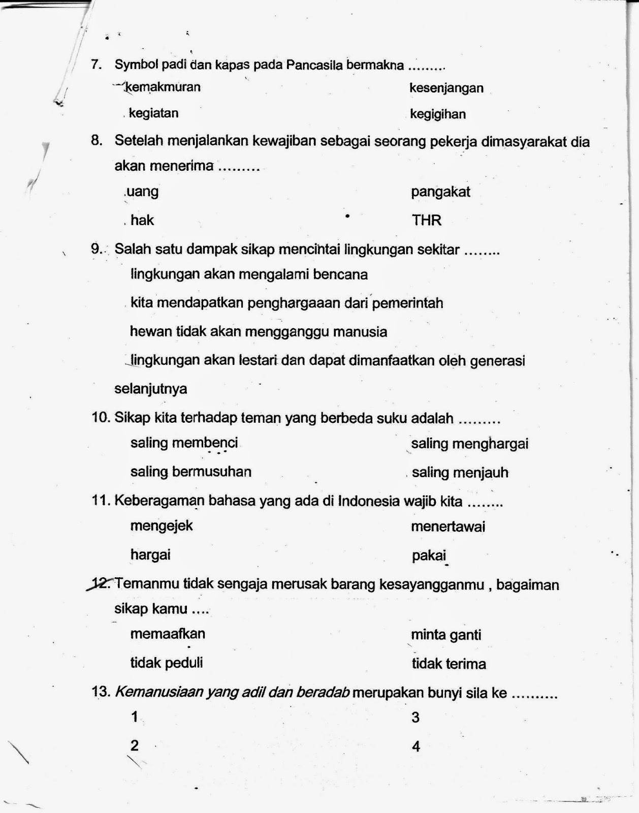 UAS Semester Ganjil PKN Kelas 4 SD TA 2014 2015