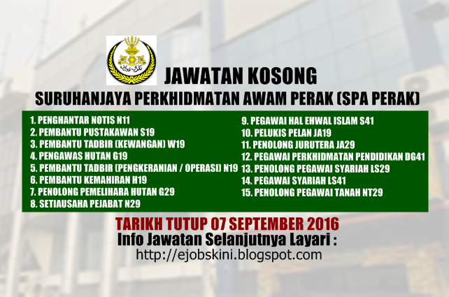 Jawatan kosong di spa perak september 2016