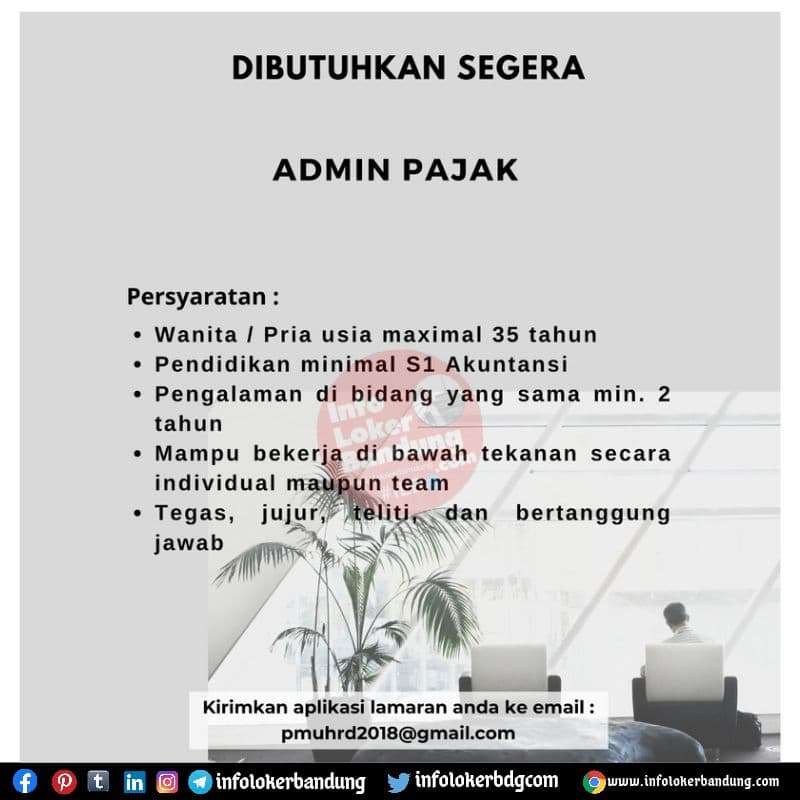 Lowongan Kerja Admin Pajak PT. Putra Martha Utama Bandung Agustus 2021