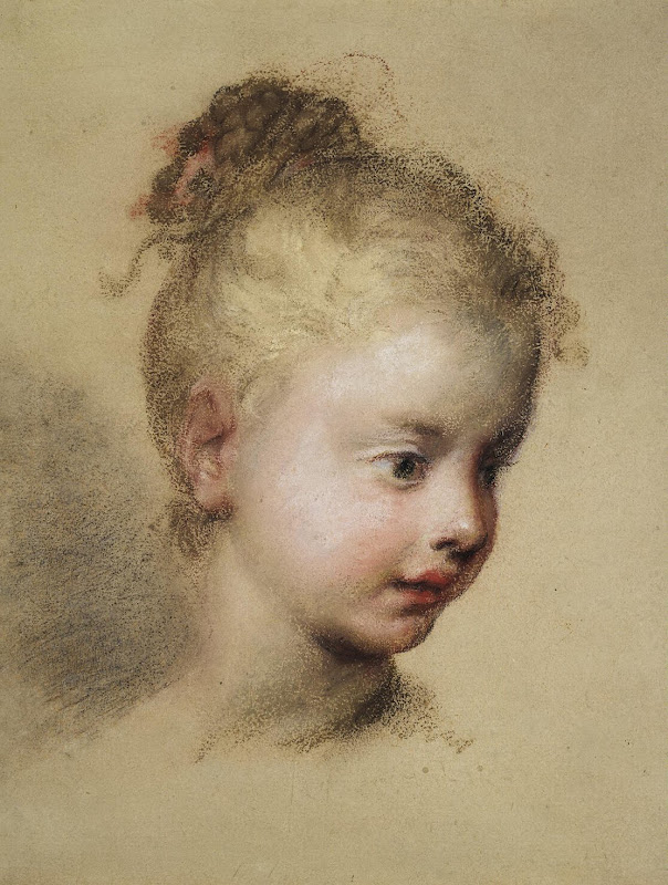 Head of a Child in Profile by Rosalba Carriera - Portrait Drawings from Hermitage Museum