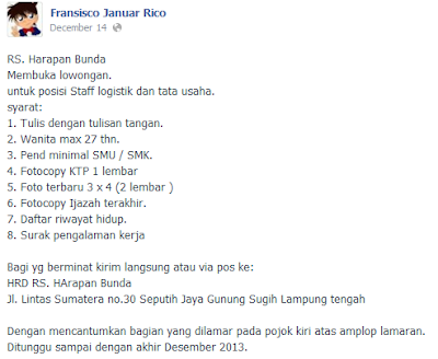 Lowongan Kerja Terbaru RS. Harapan Bunda Lampung Tengah