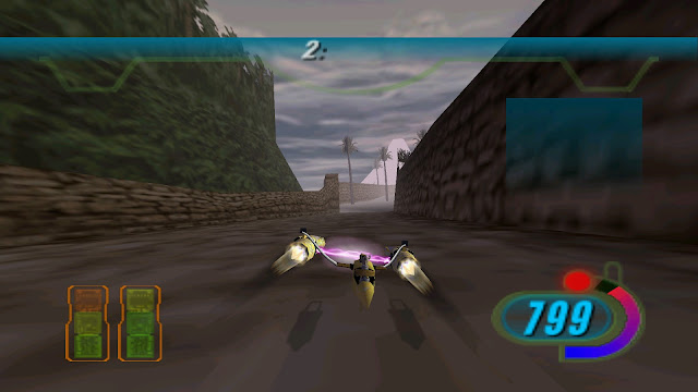 Star Wars Episode 1 Racer - As the podracer's left engine is damaged, the player has to countersteer to the right!