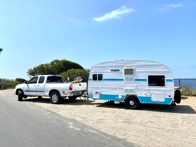 Retro brand tiny trailer at Carlsbad State Park