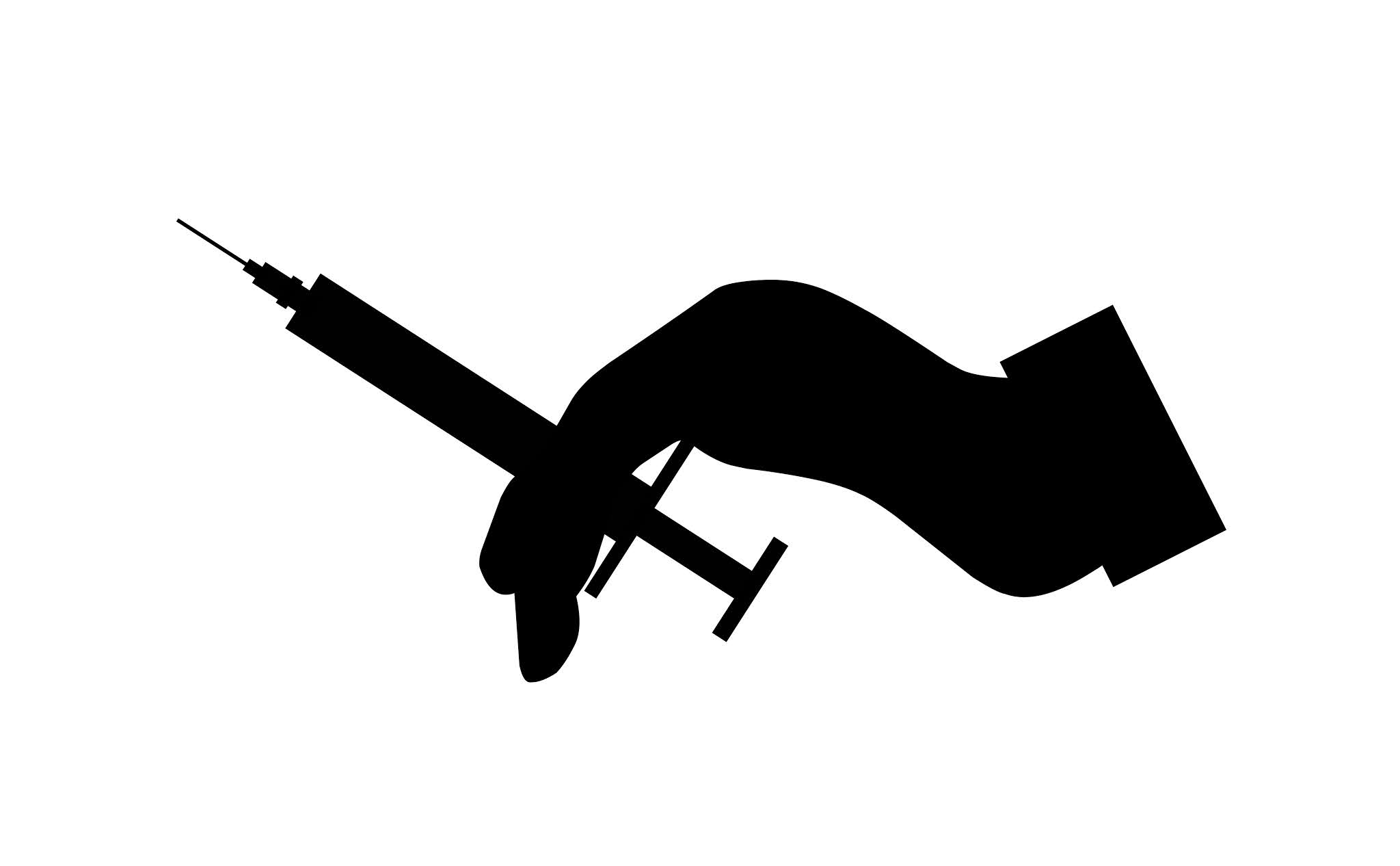 Silhouette of hand holding vaccine Needle