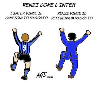 renzi, referendum costituzionale, agosto, inter, vignetta, satira