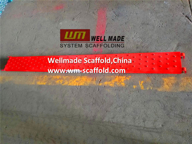 traditional scaffolding frame steel platform of Chile construction in 220mm painter from china leading scaffolding manufacturer with hooks and safety locks 