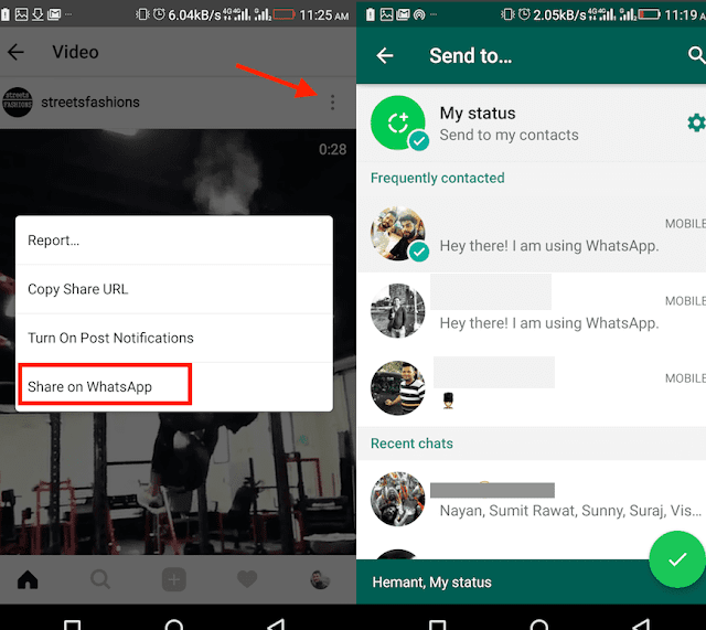 Begini Cara Berbagi Foto Instagram atau Video di Status WhatsApp 2