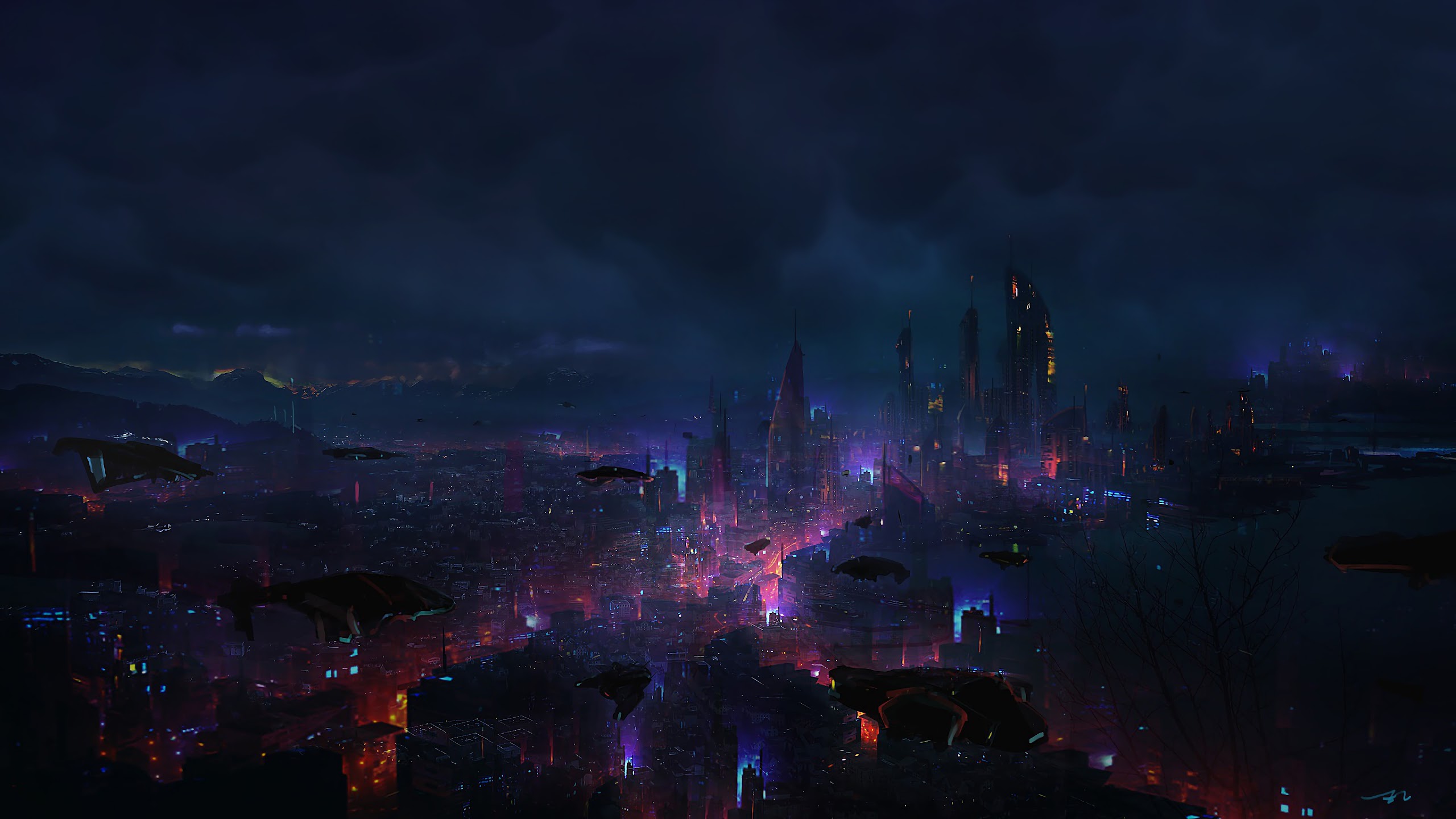 Cyberpunk, City, Night, Scenery, Sci-Fi, 4K, #94 Wallpaper