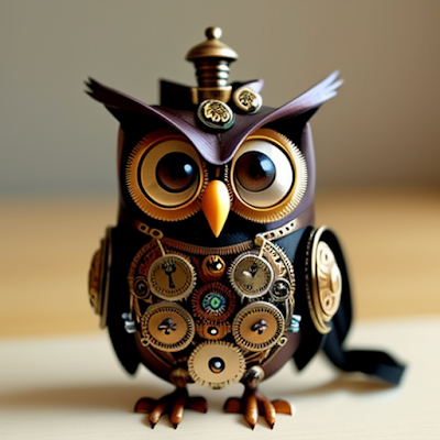 Steampunk Clockwork Owl Statue Miniature 3D amazingwallpapersa blogspot com (35)
