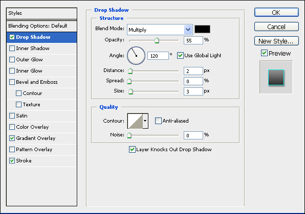 Drop Shadow in photoshop