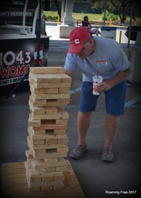 Trying his hand at Jenga