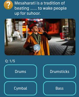 Mesaharati is a tradition of beating ...... to wake people up for suhoor?, Telenor App Quiz