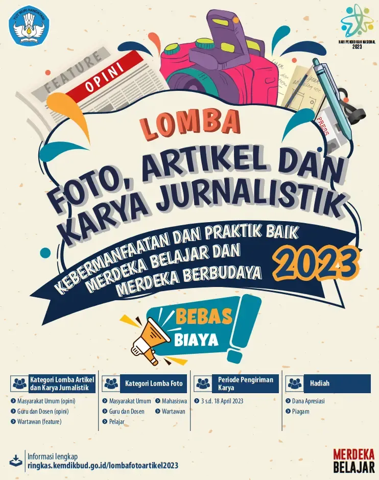 Lomba Foto Dan Artikel dan Karya Jurnalistik Tahun 2023 untuk Pelajar, Mahasiswa, Guru Dan Dosen, Wartawan, Serta Masyarakat Umum