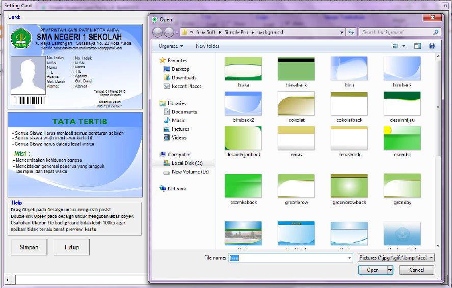 Software Kartu Pelajar Simple Student Card Pro