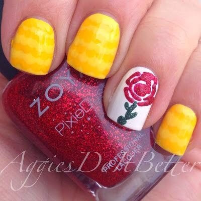 Beauty and the Beast nails by Aggies Do It Better