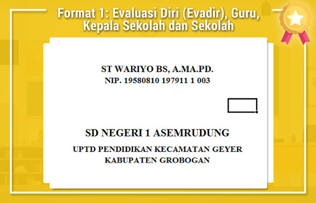 Format 1: Evaluasi Diri (Evadir), Guru, Kepala Sekolah dan Sekolah