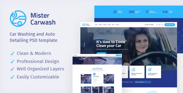 Best Car Washing Service & Auto Detail PSD Template