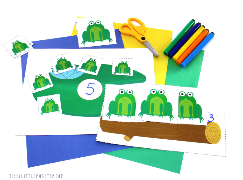 Frog counting activity for toddlers or preschoolers