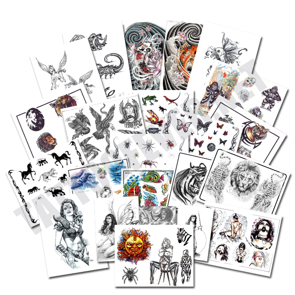 The Japanese tattoo flash set consists of six designs on six A4 sheets.