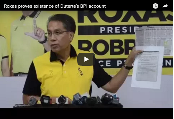 Roxas Proves the Existence of Duterte's BPI Account