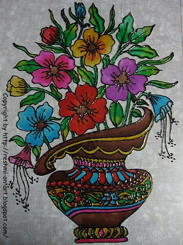 Glass Painting - Bunch of colourful flowers design