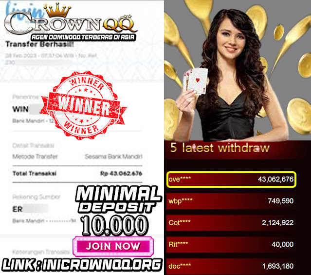 CrownQQ Agen DominoQQ BandarQ dan Domino99 Online Terbesar