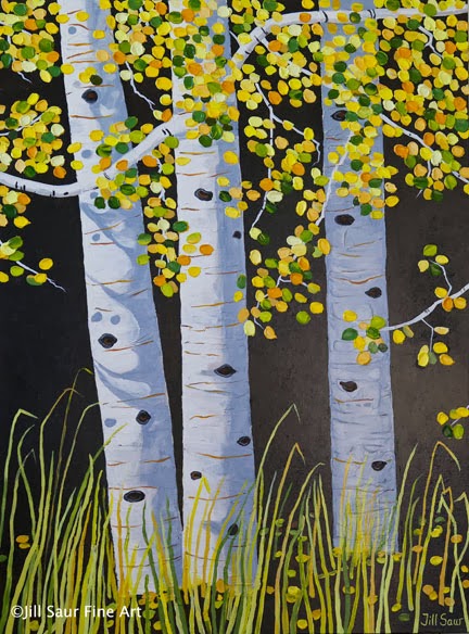fall birch tree painting