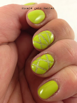 Green Striping Tape Holo Nail Art