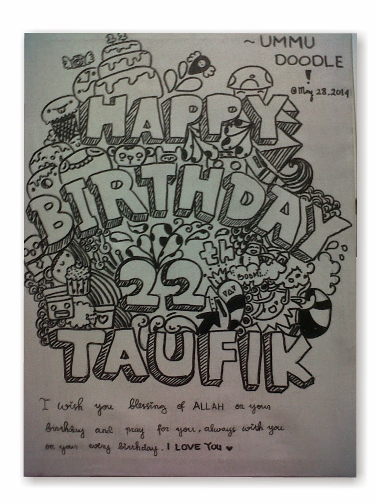 Contoh Gambar Doodle Happy Birthday Keren dan Mudah 