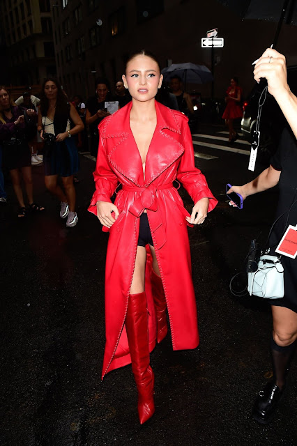 Leni Klum Flaunts Cleavage in Red Leather at Alice & Olivia’s 2024 Show in New York