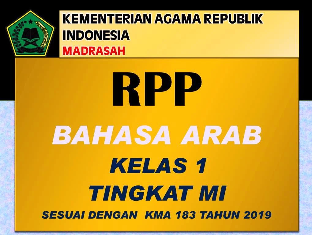 Download RPP Baasa Arab Kelas 1 Sesuai KMA183 Tahun 2019