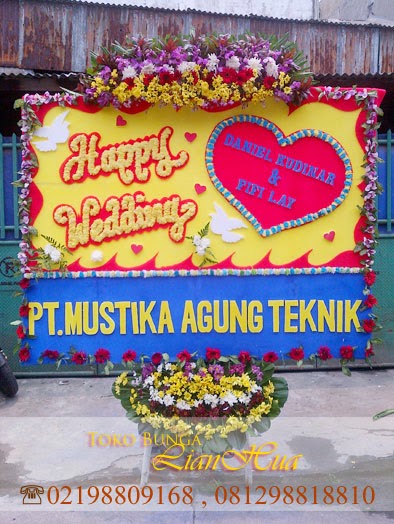 bunga papan ucapan pernikahan happy wedding