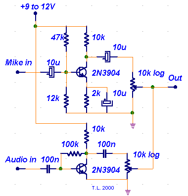2-INPUT AUDIO MIXER with 2N3904