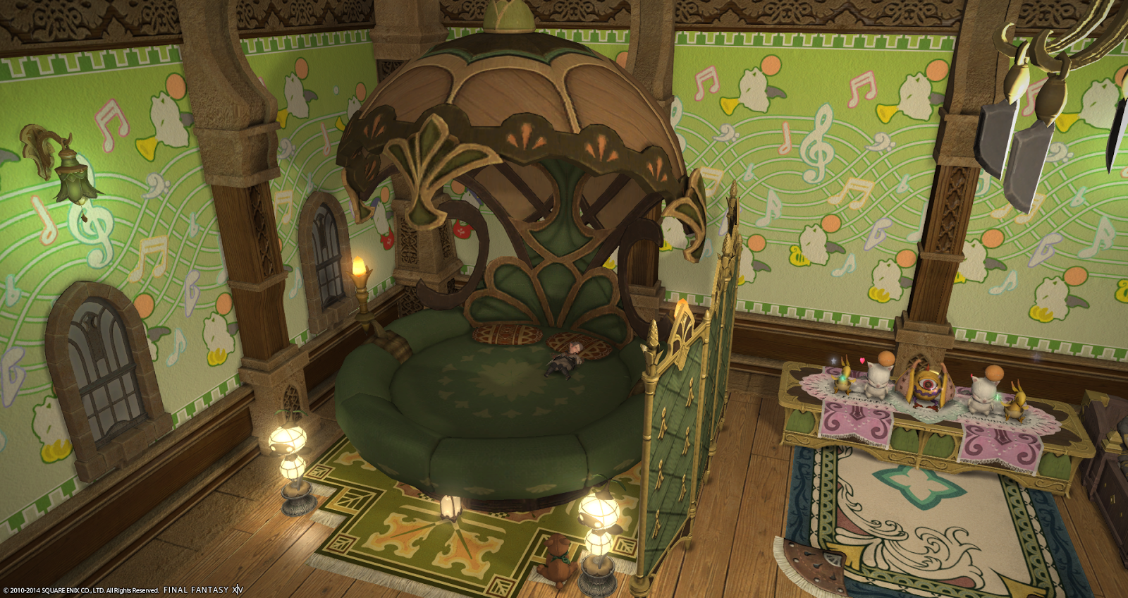 He even has the Glade Canopy Bed. :O