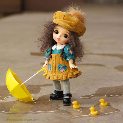 lovely-preety-cuti-doll-yellow-umbrella-walls