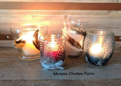 Chicken feather candle holders