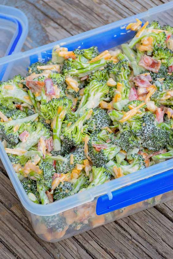 This Broccoli Salad is a #ketorecipe you will love! #lowcarb and high fat profile with a ton of flavor! Perfect for summer picnics, potlucks and reunions! #sugarfree #salad #vegetable