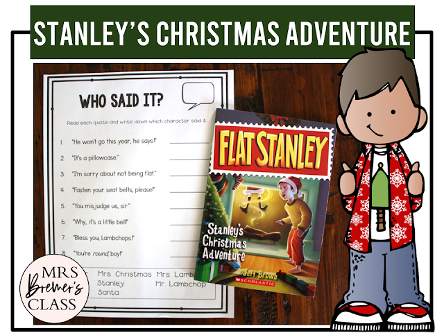 Flat Stanley's Christmas Adventure book activities unit with literacy printables, reading companion activities, and lesson plan ideas for First Grade and Second Grade