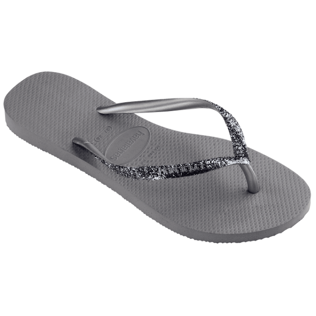 Chinelo havaianas prata com glitter