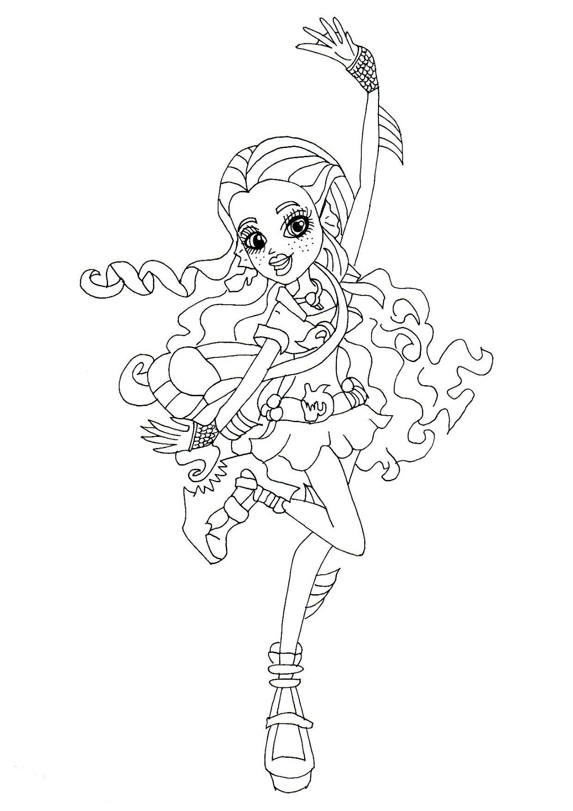 Free printable monster high Lagoona Blue ghouls night out coloring page