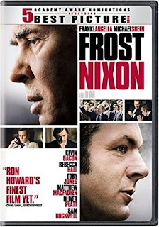 A DVD cover of "Frost/Nixon." Text reads "Ron Howard's finest film yet."